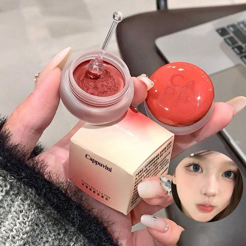 Cappuvini Enlatado Lábio Lama Névoa Lipsti Hidratante Veludo Fosco Mousse Sólido Brilho Labial Bochecha Blush Creme Mati