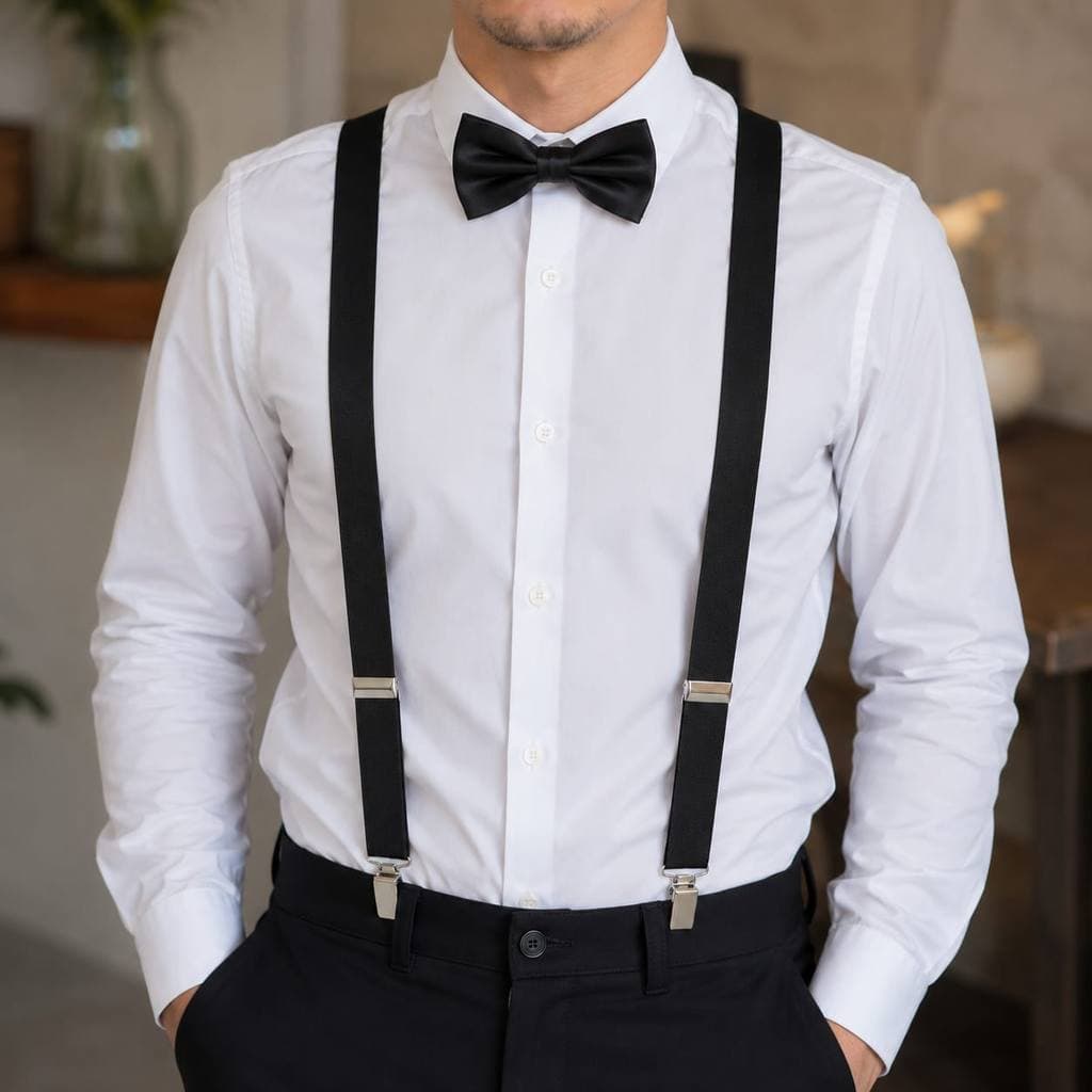 Kit Suspensorio e Gravata Borboleta Adulto Padrinho Casamento Formatura