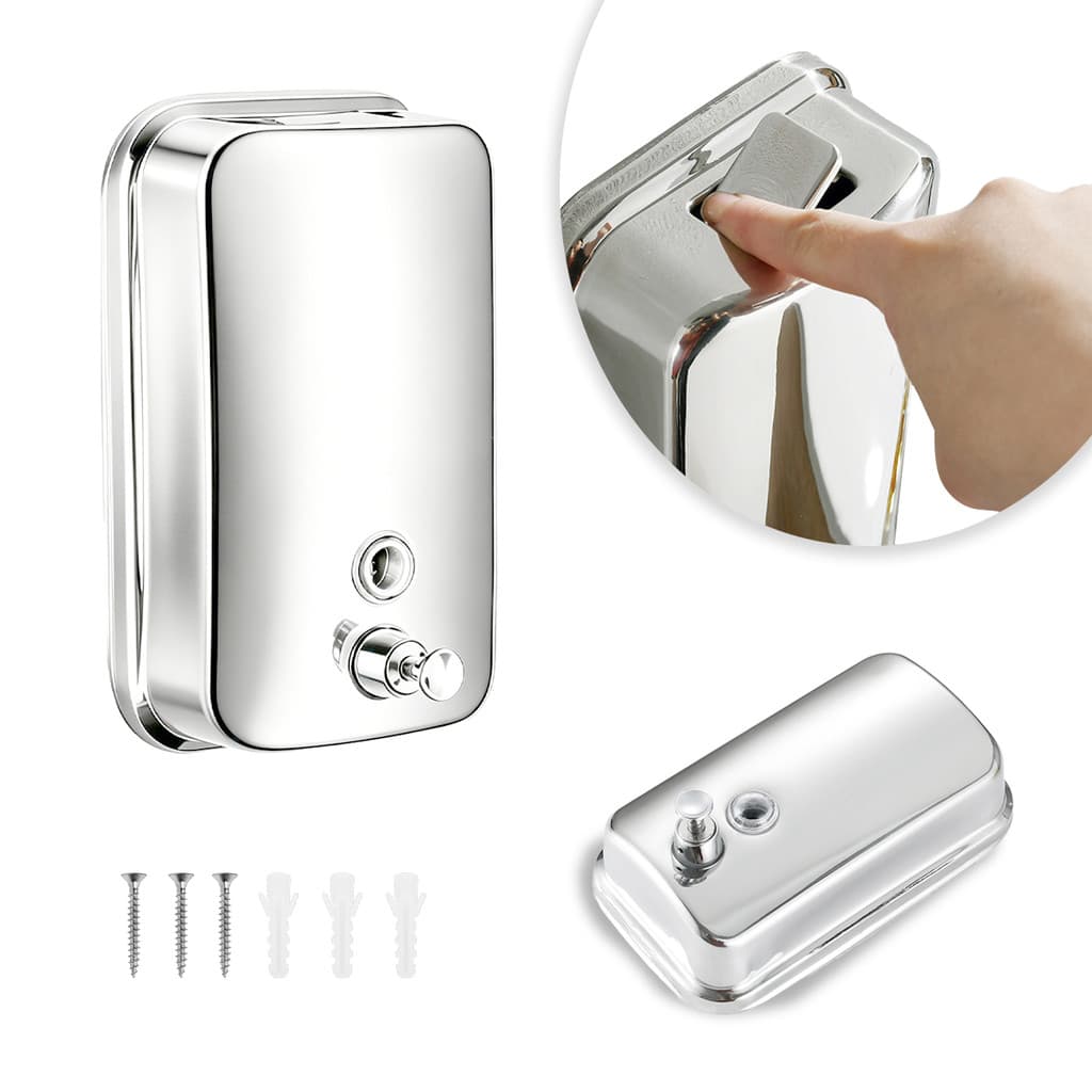 Dispenser Saboneteira Líquida Inox 304 500ml Parede Banheiro Cozinha Aço Acessório Resistente