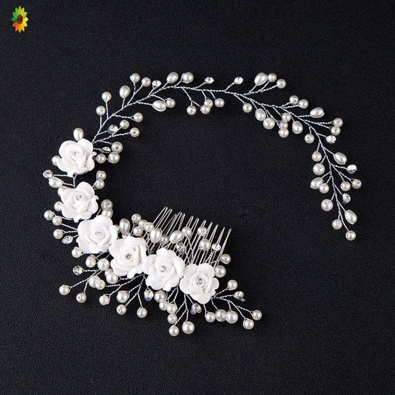 Mulheres Nupcial Grampos De Cabelo Pente Moda Elegante Pérola Strass Headpiece Para O DIY Acessório Estilo