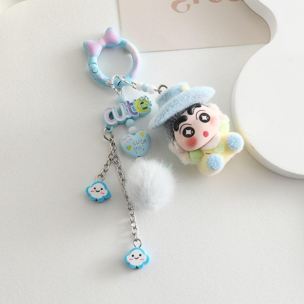 Crayon Shin-Chan reunindo pingente de mochila escolar de desenho animado, pingente de boneca fofo, chaveiro de presente