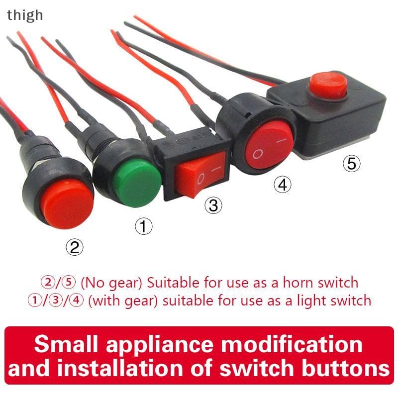 [thigh] Botão Interruptor Modificado Mini Luzes De Fiação De Carro Elétrico Modificação De Buzina Pequeno Para Motocicle
