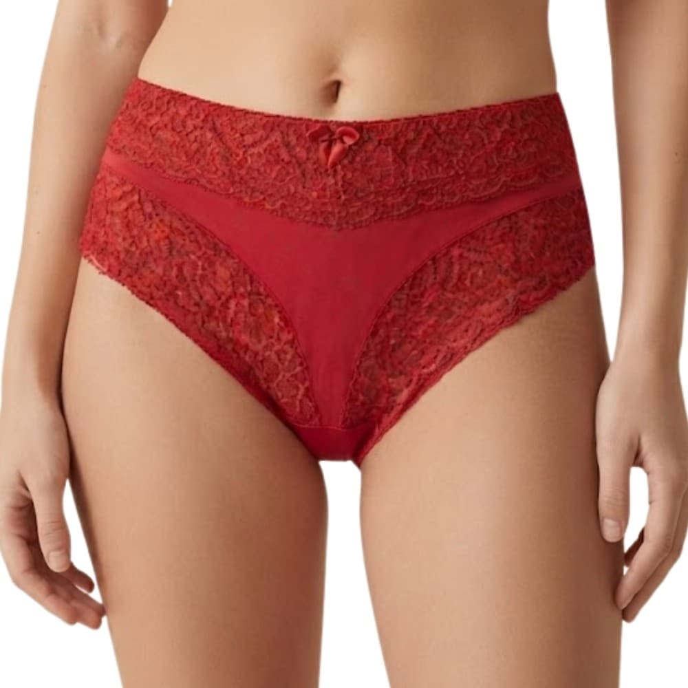 Calcinha Feminina Renda Delicada Poliamida Cintura Alta Cós Alto Macia Sem Marcas