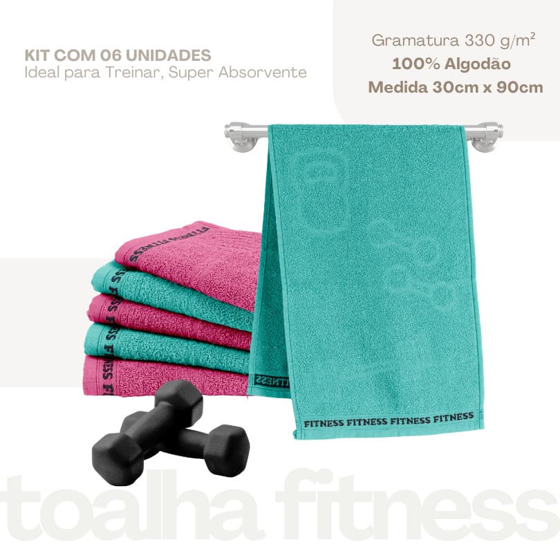 Kit 6 Pçs Toalha de Treino Fitness New