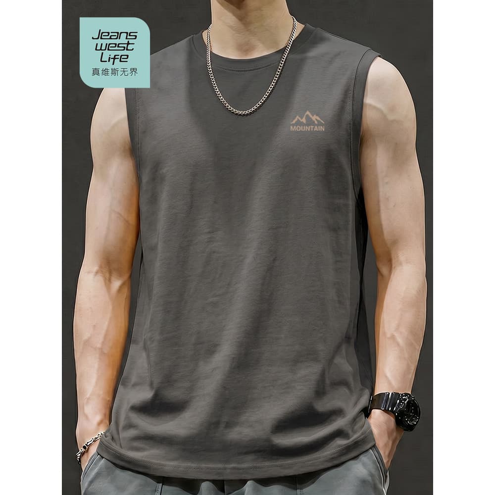 Zhenweisi LIFE puro algodão sem mangas camiseta masculina verão esportes Fitness obstáculos moletom masculino suor-absor