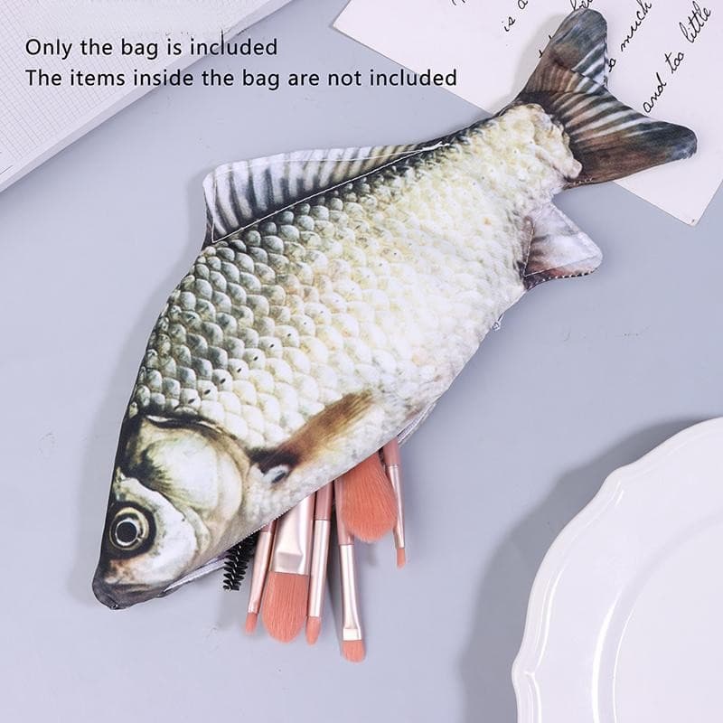 [LightOverflow] Estojo de Maquiagem em Forma de Peixe Realista com Zíper TMAB