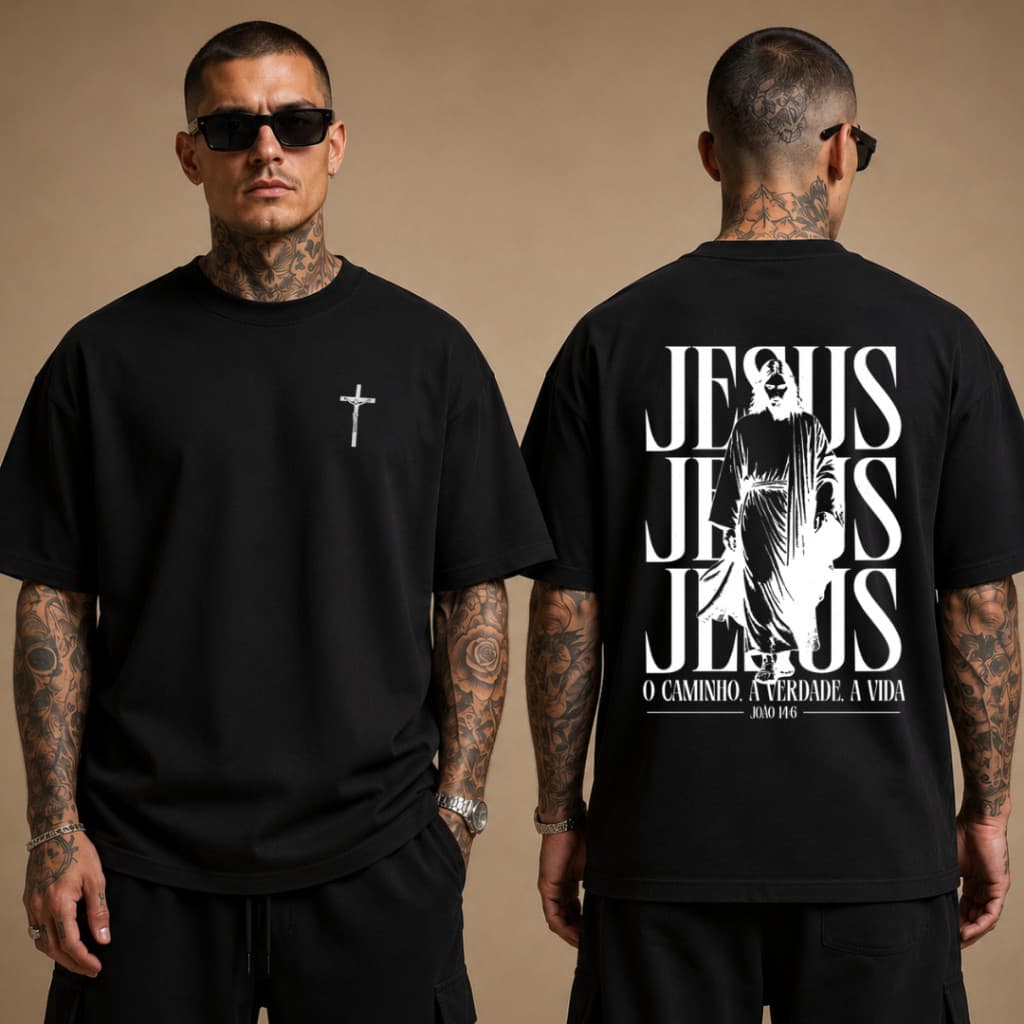 Camisa T-shirt Streetwear 'JESUS' João 14:6 & Frase Bíblica - Design Premium Exclusivo