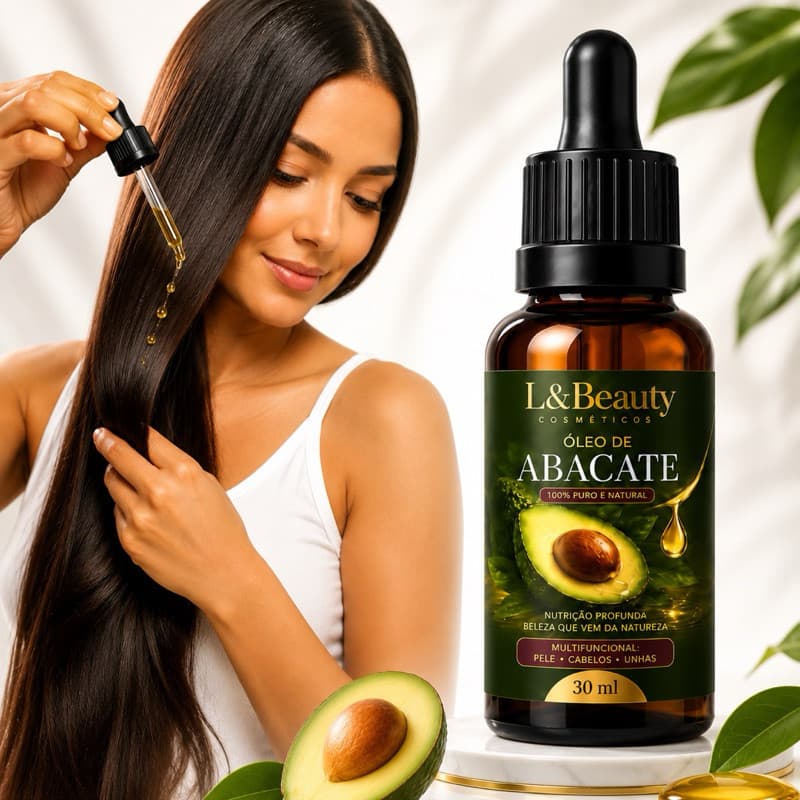 Óleo de Abacate 100% Puro L&Beauty 30ml | Cabelo, Pele e Unhas