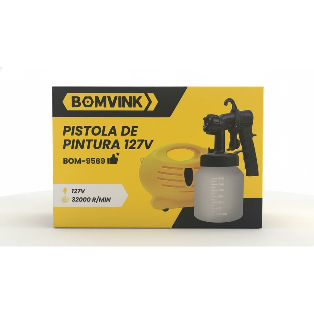 Pistola de Pintura 127V 32000 RPM Capacidade 800ml Bomvink BOM-9569