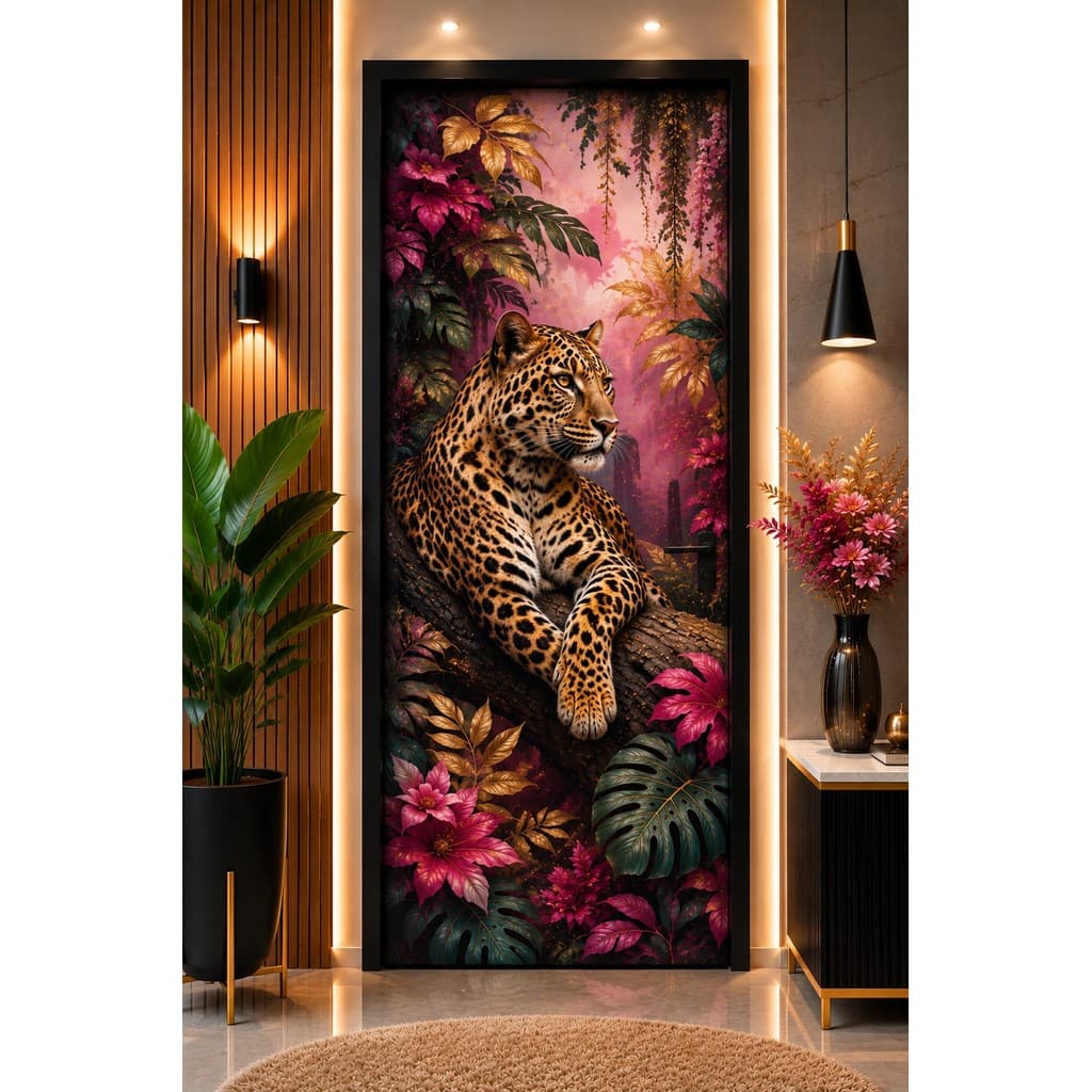 Capa de porta painel com elastico estampa moderna 0,85x2,10 ONÇA ANIMAIS decorativa