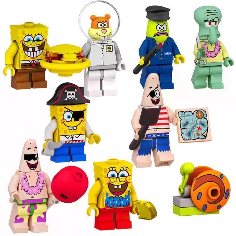 2026 novo estilo compatível Lego bob esponja calça quadrada polvo irmão caranguejo chefe torta grande estrela caracol ar