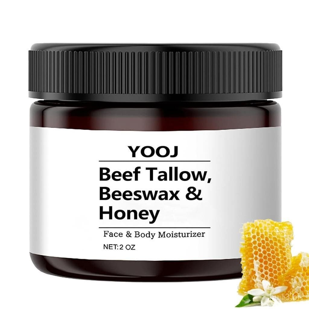 Hidratante Facial YoojBeefTallowBeeswaxandHoney, Bálsamo de Sebo e Mel de 2oz, Hidratante Orgânico de Sebo e Mel para Ro