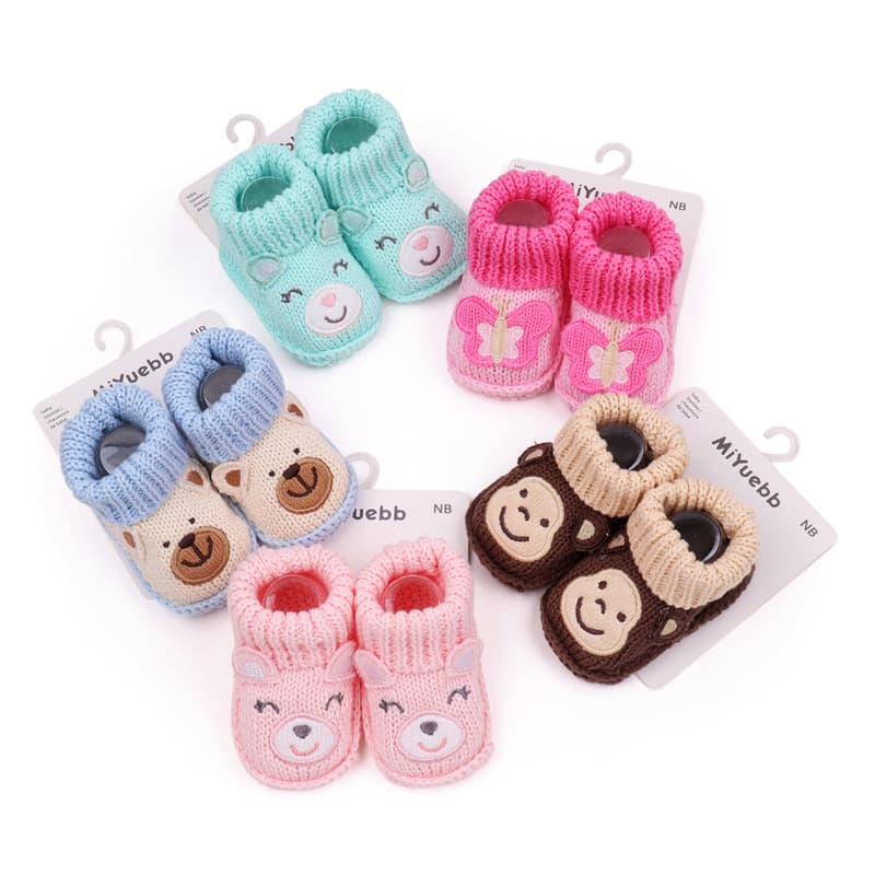 Bebê recém-nascido tecido à mão masculino feminino bebê dos desenhos animados Animal lã criança Overshoes