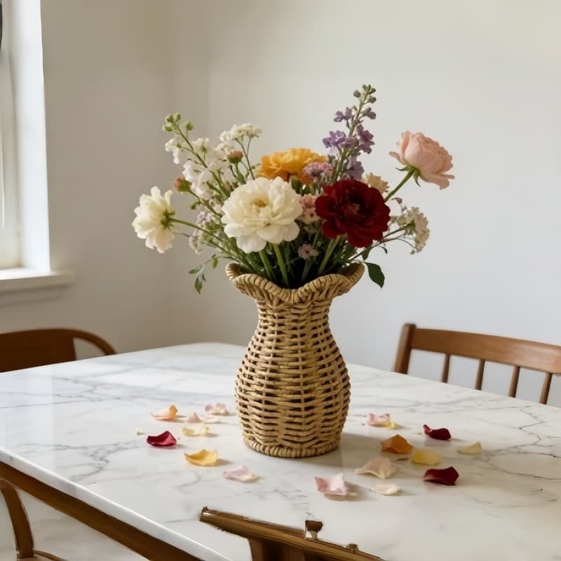 Vaso De Flores Decorativo Trançado Alta Qualidade Sala Quarto Pet
