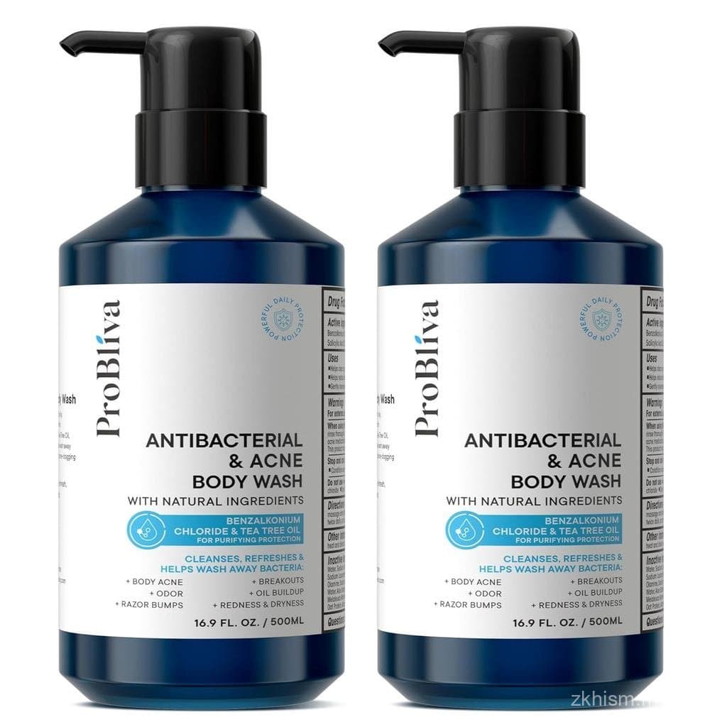 Sabonete Líquido Antibacteriano ProBliva para Acne e Imperfeições Corporais, Acne nas Costas, Odor Corporal e Irritações