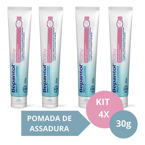 Kit 4 Pomada De Assadura Bebe Bepantol Baby 30g