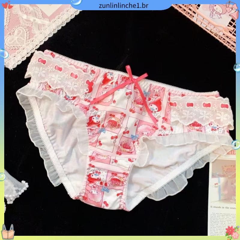 Japonês doce bidimensional melodia Lolita meninas cuecas bonito doce elástico grande macio menina