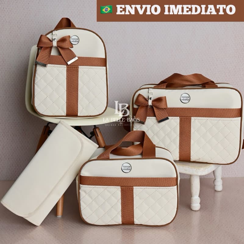 Kit bolsa maternidade 4 peças Luxo para bebê menino/menina kit mala maternidade (AD fita novo)