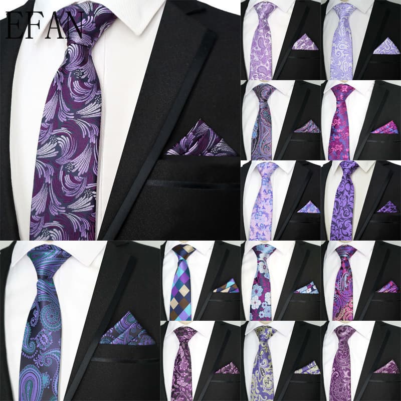 Roxo Elegante Festa De Casamento Listra Gravatas Bolso Quadrado Conjunto Masculino Floral Poliéster Gravata 8cm Pena Flo