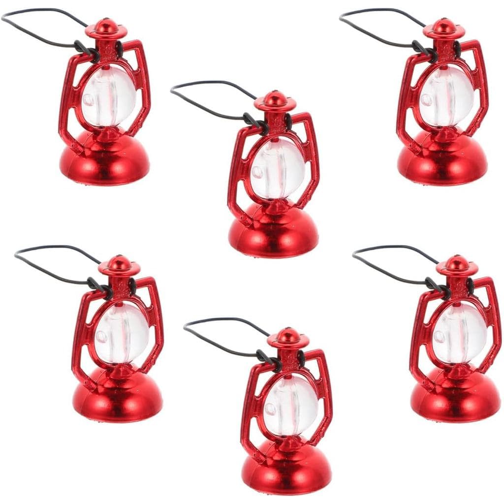 Garneck 6 peças de Mini Lanternas para Casa de Bonecas: Pequenas Lâmpadas de Querosene Vermelhas para Decoração de Jardi