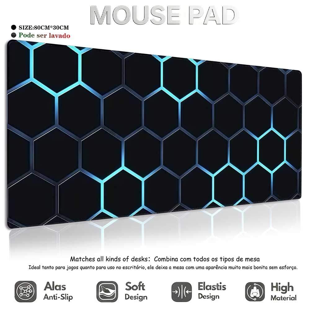 Mouse Pad Gamer Futurista Tecnologia Premium 80x30cm Antiderrapante com Borda Costurada Reforçada para Teclado