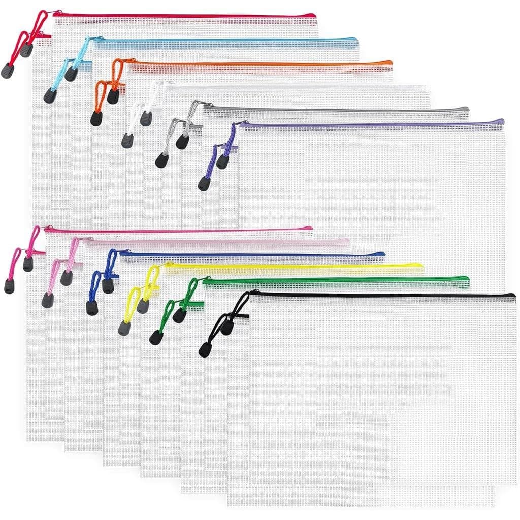 D-KINGCHY 24 Peças de Sacos de com Zíper, Bolsas de Malha Plástica com Zíper para Organização, Sacos Versá