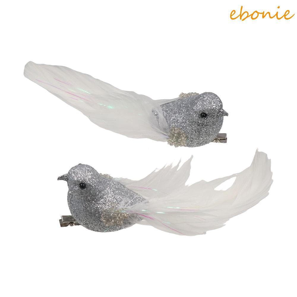 EBONIE 4 Peças De Pássaro De Simulação , Pena De Natal Feito À Mão Vívido , Enfeites De Pássaros Coloridos Brilhantes