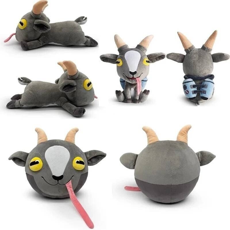 JAMXUN Novo Simulador De Cabra Pelúcia Bonito Vara Para Fora Língua Cinza Posição Propensa Travesseiro De Jogo Brinquedo