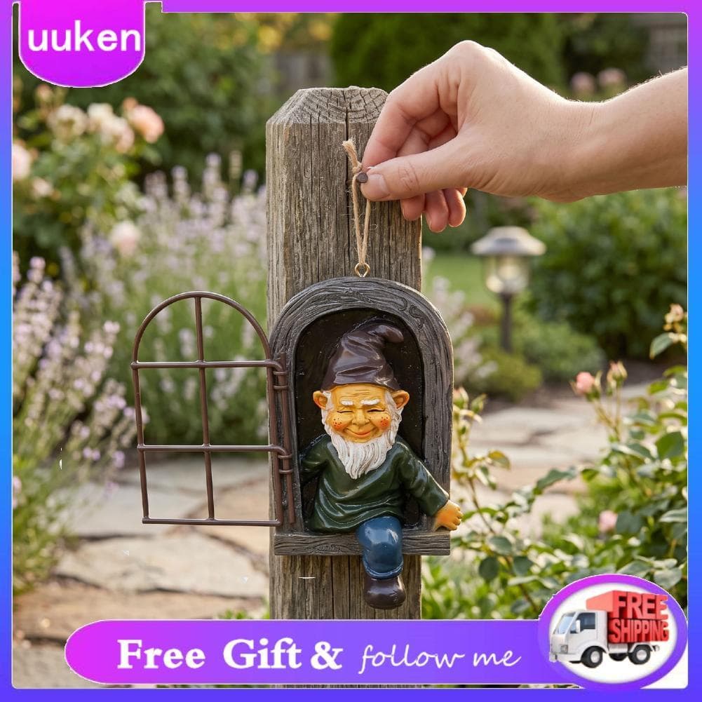 Uukendh 5.9 Polegada árvores elfo hugger estátua jardins gnome decoração da árvore pintado à mão escultura ao ar livre
