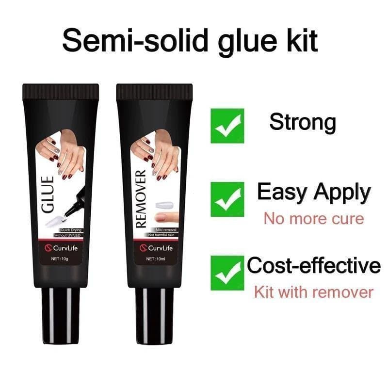 Gel de unhas semissólido de secagem rápida de 10 gramas, recém-atualizado, vem com 10ml de removedor de unhas – gel ades