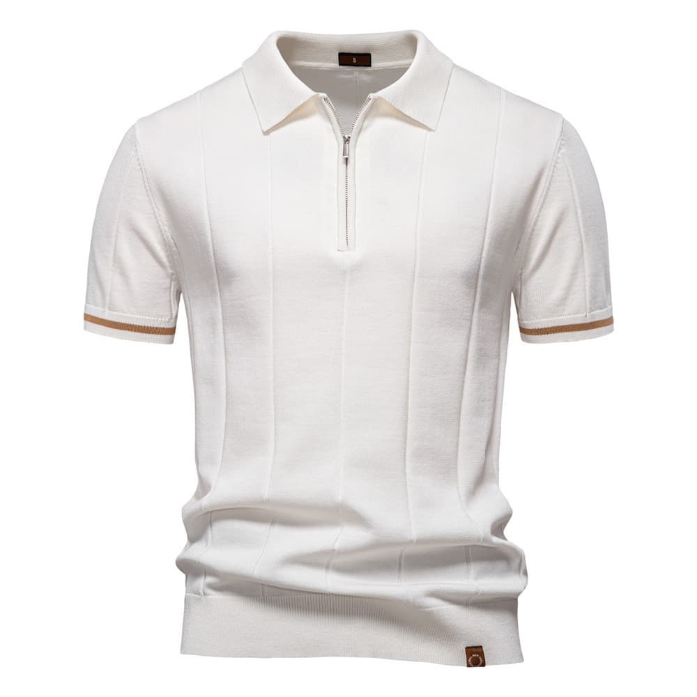 2026 Primavera Masculino Negócios Casual Lã Polo Camisa Lapela Malha Polo Camisa Curta