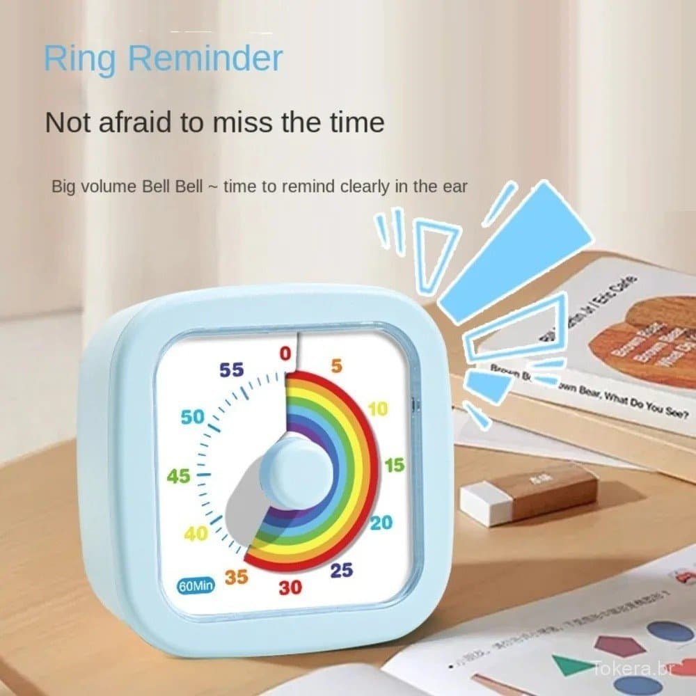Temporizador Visual de 60 Minutos para Estudantes, Ultra Silencioso, Relógio de Contagem Regressiva com Visualização, Re