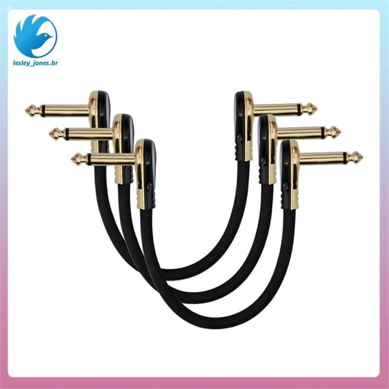 [lesley_jones.br] 3 Pcs Cabos De Remendo De Guitarra Ângulo Reto Cabo De 30 Cm Para Pedais De Efeito Conector Elétrica B