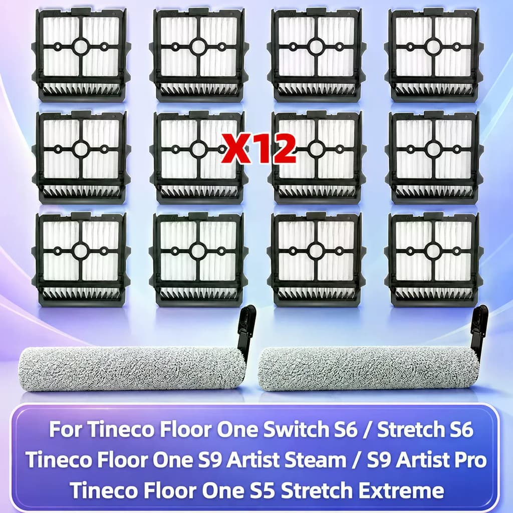 Para Tineco Piso Um Interruptor S6/Stretch S6 , S9 Artista Vapor/Pro/S5 Estiramento Extremo Rolo Escova Filtro