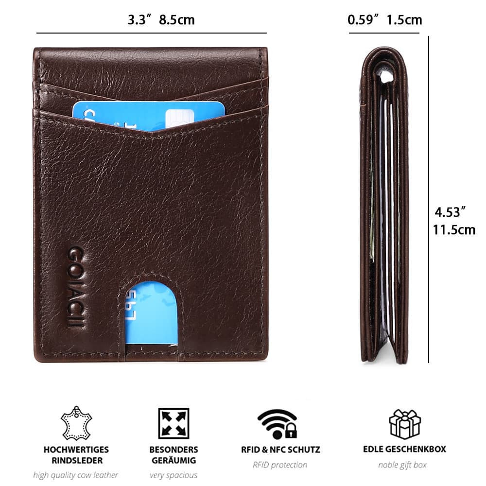 F Primeira camada de cera de óleo masculina ultrafina carteira curta carteira de cartão de visita clipe de notas portáti