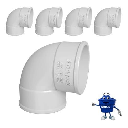 Kit 5 Joelho Cotovelo 90 Esgoto 40mm Fortlev