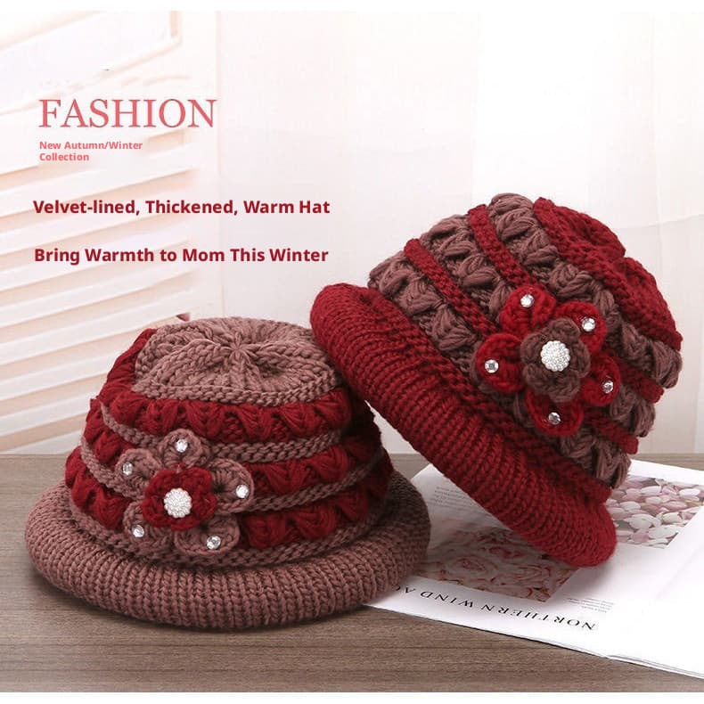 Chapéus de inverno adequados para mulheres idosas, chapéu de lã da vovó, forrado com lã polar e espesso, chapéu de inver