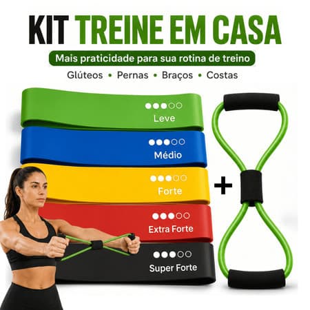 Kit  Elástico de Treino Mini Band + Elástico Tensão Extensor Exercício Treino Funcional Fisioterapia em Casa