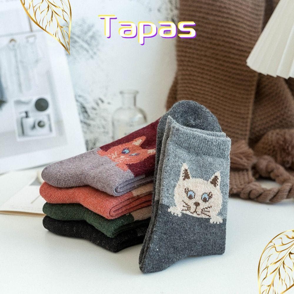 Menina 5 Pares De Meias Com Padrão Animal , De Algodão Jacquard De Desenho Animado Para Gato Estampadas Gatinhos Que Abs