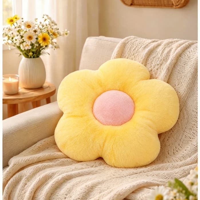 LarBom Almofada Formato Flor Margarida Pelúcia Macia Almofada Decorativa Para Sofá Quarto Sala Presente