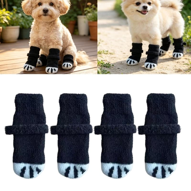 yu Meias Macias Para Patas De Cachorro , Antiderrapantes De Tração Interna Cães Pequenos E Médios Com Cinto De Fixação ,