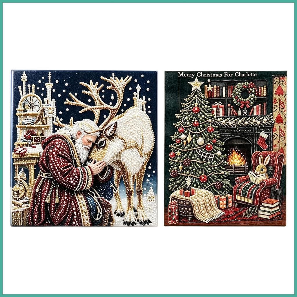 Kits De Pintura De Pérolas Para Adultos , Decoração De Parede Brilhante Festival De Inverno , Arte De Natal Cafeteria yo