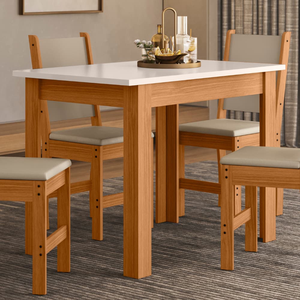 Mesa Cozinha 4 Lugares Bellagio MDF Retangular Sala de Jantar