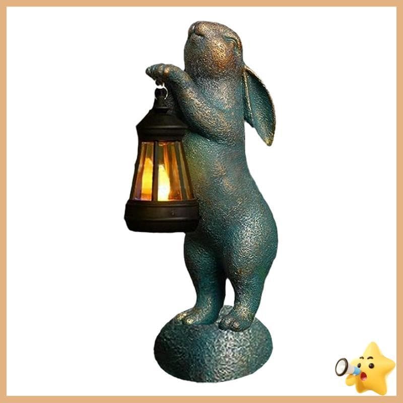 Estátua De Jardim Lanterna Solar Ao Ar Livre Estatueta Animal Quintal Gramado Ornamentos Presente Páscoa-montague