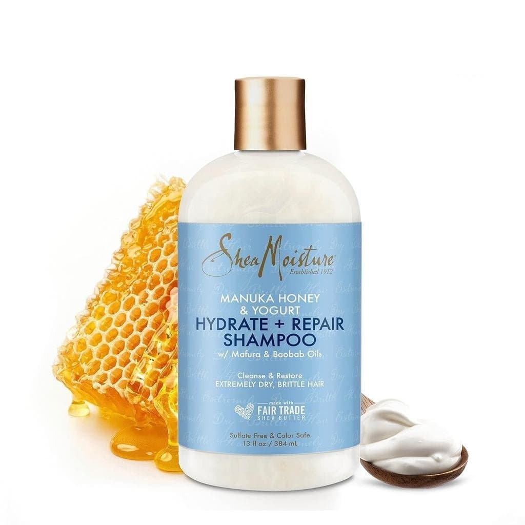 Shampoo SheaMoisture Hidratante e Reparador para Cabelos Danificados com Mel de Manuka e Manteiga de Karité 13 oz