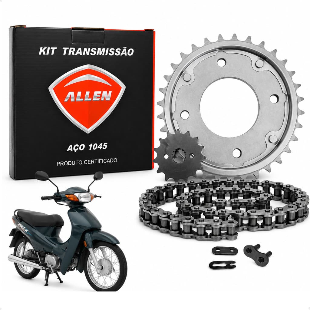 Kit relação Biz-100 98-06 Corrente Coroa Pinhão S/ Retentor