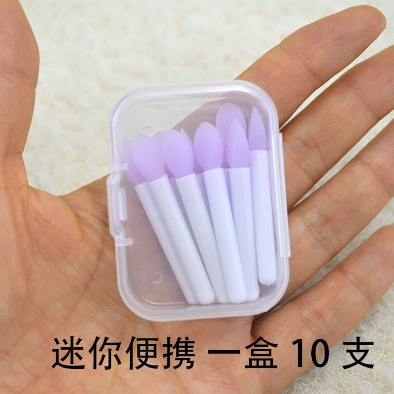 Fácil de usar 10 Mini escova labial de silicone escova de máscara labial Ultra curta 4.5cm portátil silicone macio colhe