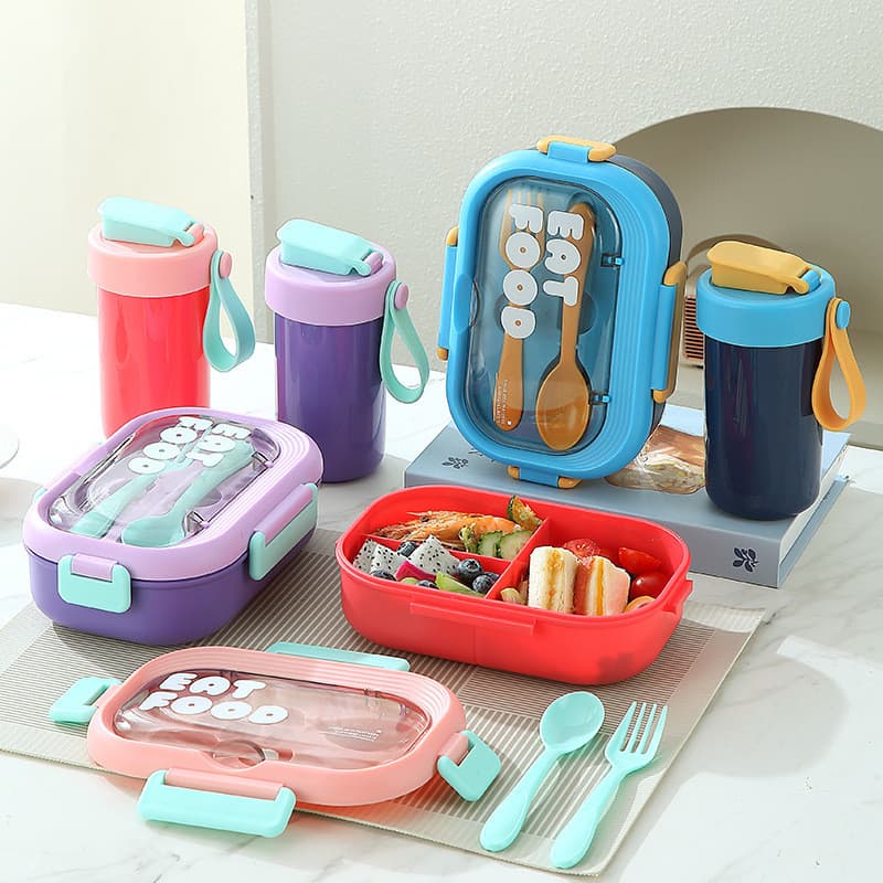 [Estoque pronto] Novo estilo 304 lancheira isolada de aço inoxidável Compartimentos separados Lancheira Bento Estudante