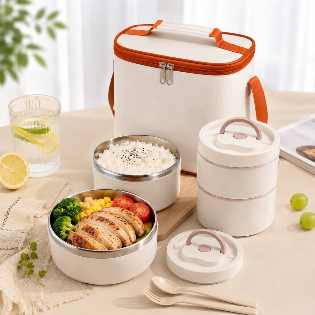 Lancheira Térmica em Aço Inox 304 com Bolsa Térmica Grande Capacidade