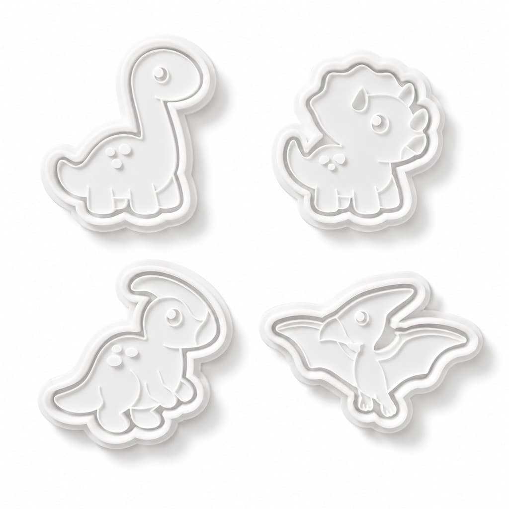 ortador Dinossauro Kit com 4 Personagens | Biscoitos Decorados, Confeitaria e Massinha Infantil